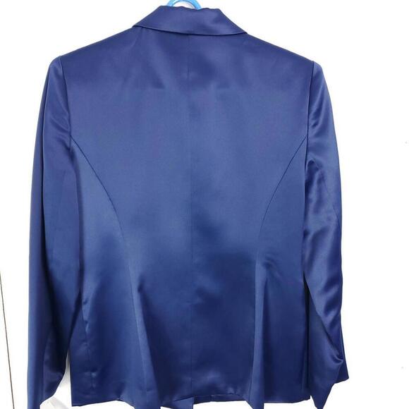 Talbots Suit Womens 8 Petite Satin Blazer Pants Set Silky Mature Studded Buttons - Picture 2 of 14